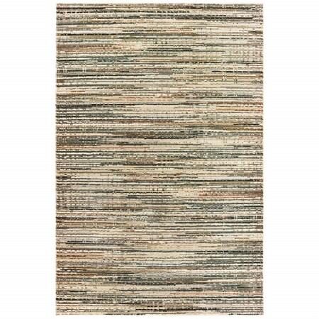 Homeroots 5 x 8 ft. Ivory Sage Abtract Lines Indoor Area Rug 384233